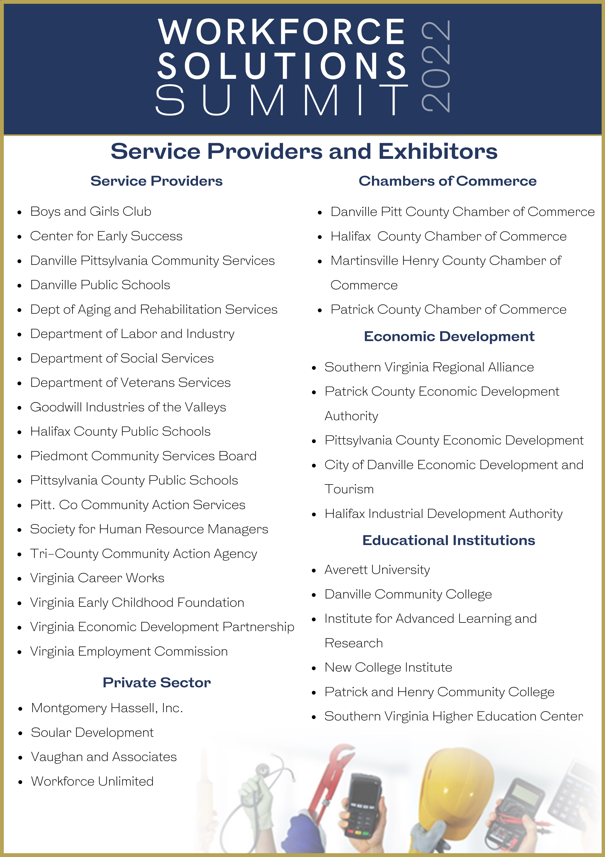 Workforce Solutions Summit Service Providers and Exhibitors