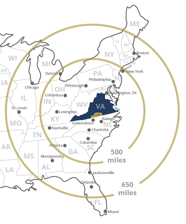 Southern Virginia Regional Alliance location map